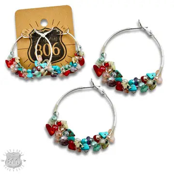 Stone Chip Hoop Earrings