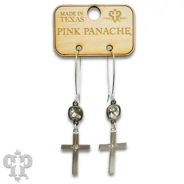 Brushed Metal Cross Earrings