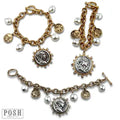 Coin and Pearl Charm Bracelet