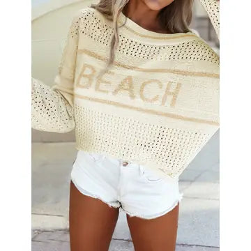 Hollow Out Knit Light Weight Beach Sweater