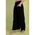 Black Linen Blend Wide Leg Pant