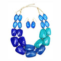 Acrylic Blue Stone Necklace Set