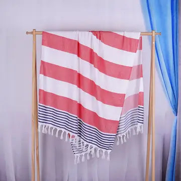 Red/Blue Striped Turkish Beach Towel
