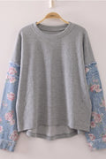 Floral Jean Sleeve Thermal Top