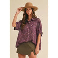 Plum Floral Button Down Top