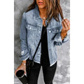 Seaside Distressed Raw Hem Denim Jacket