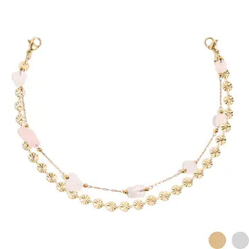 Dbl Chain Pink Crystal Trucker Hat Chain SILVER
