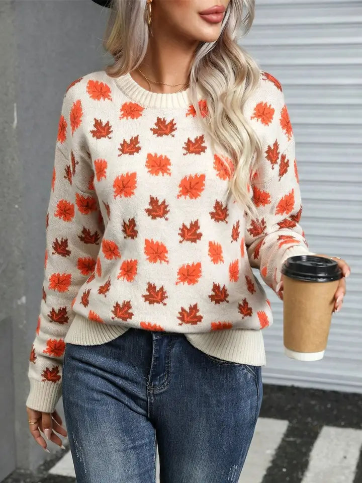 Fall Leaves Crew Neck Sweater