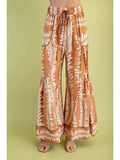 Fall Fern Print Wide Leg Bell Pants