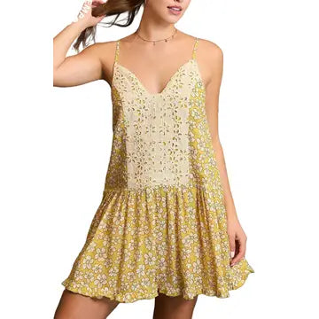 Lace Trimmed Floral Summer Dress