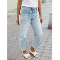 Frayed Light Washed Cropped Jeans