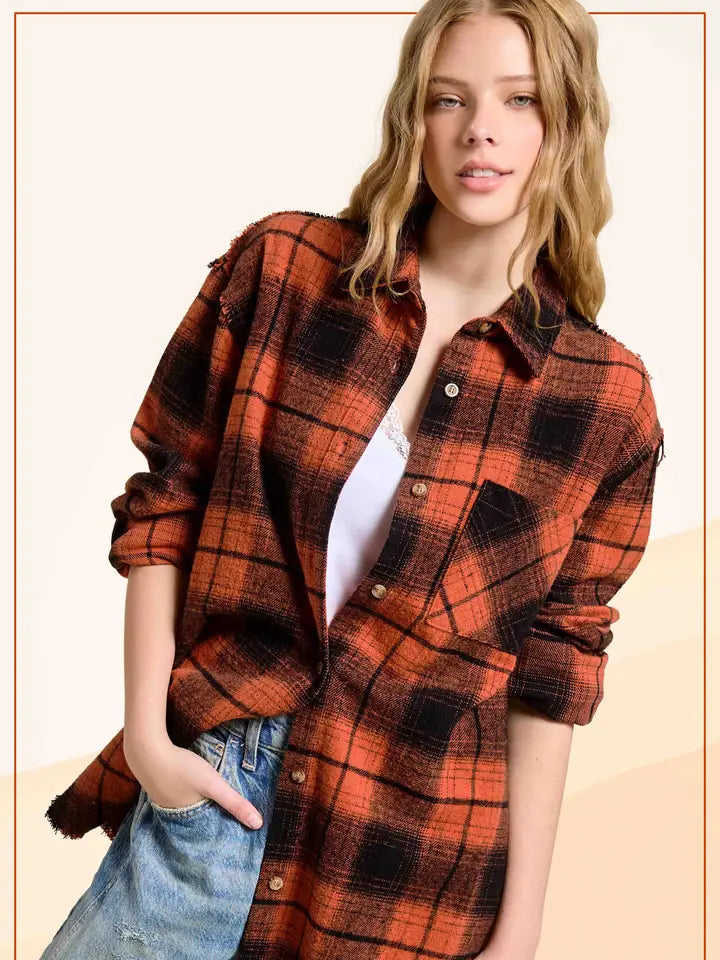 Pumpkin Carving Plaid Button Down