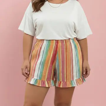 Plus Colorful Striped Boardwalk Shorts