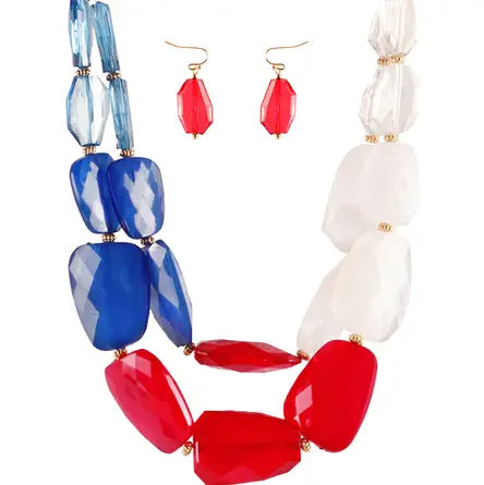 Patriotic Acrylic Necklace Set
