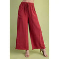 Red Wide Leg Cropped Pants