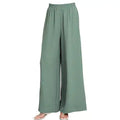Sea moss green wide leg pants with elastic waist and crinkle texture