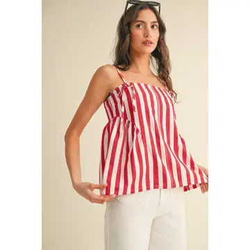 Striped Lace Up Back Cami
