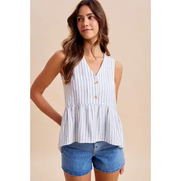 Coastal Stripes V Neck Tank