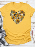 Cowhide Sunflower Tee - sunflower heart graphic on yellow