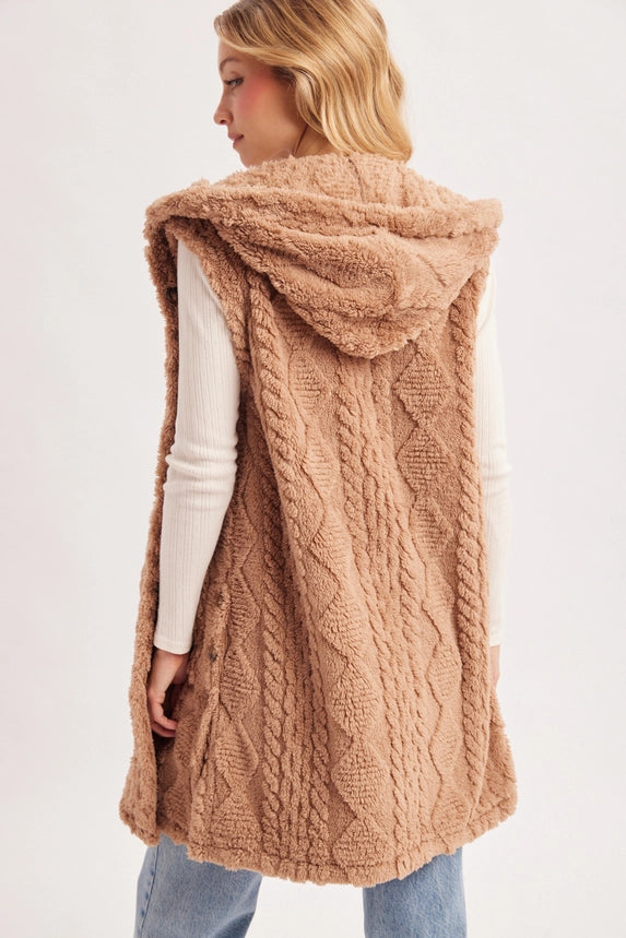 Cable Knit Sweater Hooded Vest