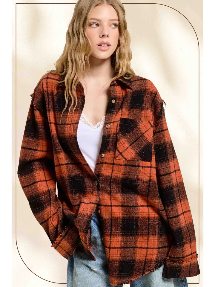 Pumpkin Carving Plaid Button Down