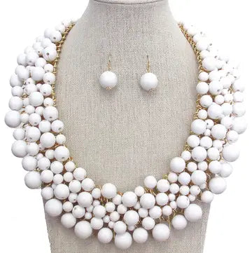 Ball Bead Chunky Necklace Set