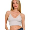 V Neck Padded Bone Color Bralette