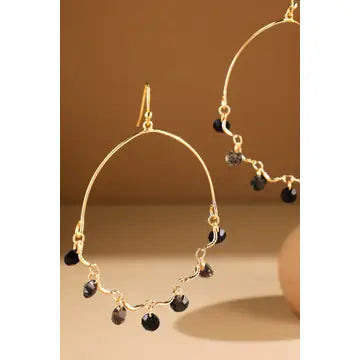Black Diamond Teardrop Charm Earrings