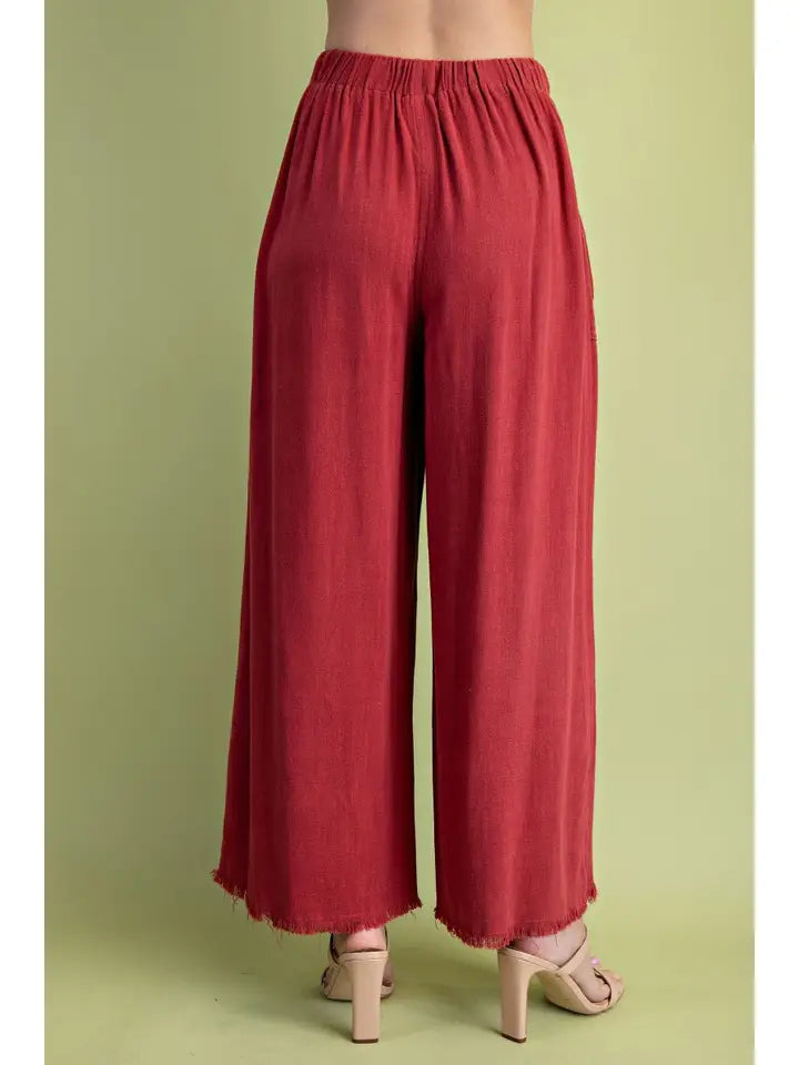 Brick Linen Blend Wide Leg Pant