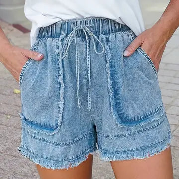 Comfy Frayed Trim Shorts