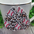 Baseball Faux Leopard Teardrops