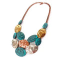 Multi Hammered Metal Disc Necklace/Earring Set