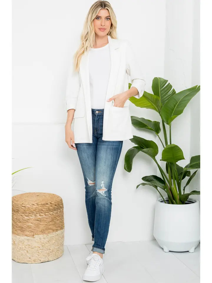 Ivory Open Front Comfort Max Blazer