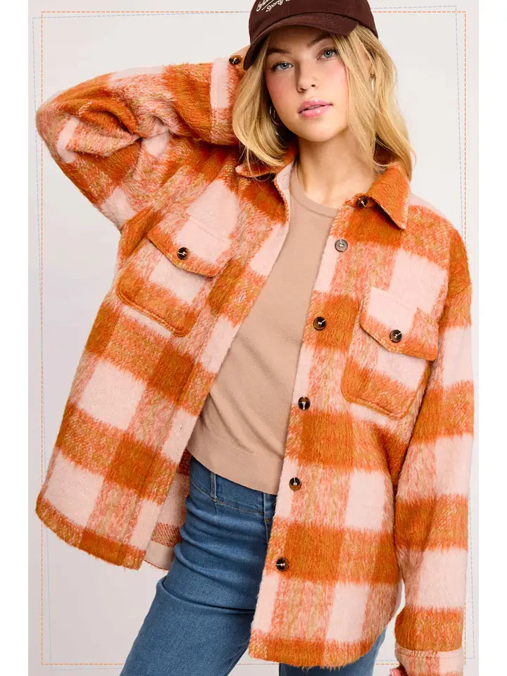 Brushed Mohair Button Down Jacket