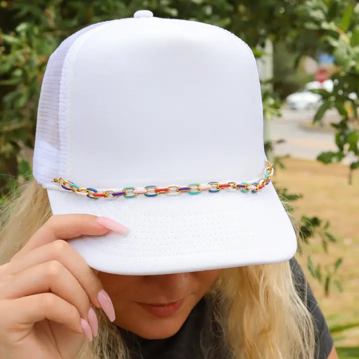 Multicolored Silver Link Trucker Hat Chain