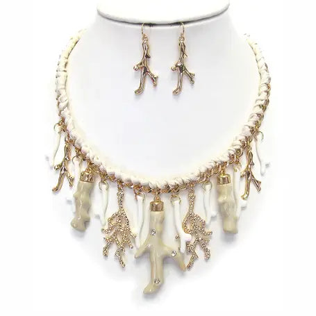 Coral Charm Drop Necklace