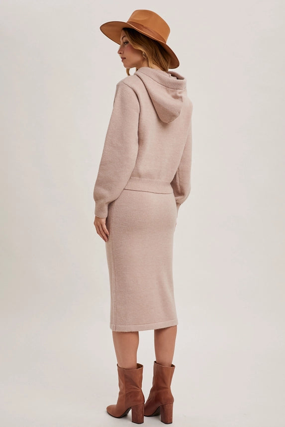 Knit Hoodie and Pencil Skirt Set
