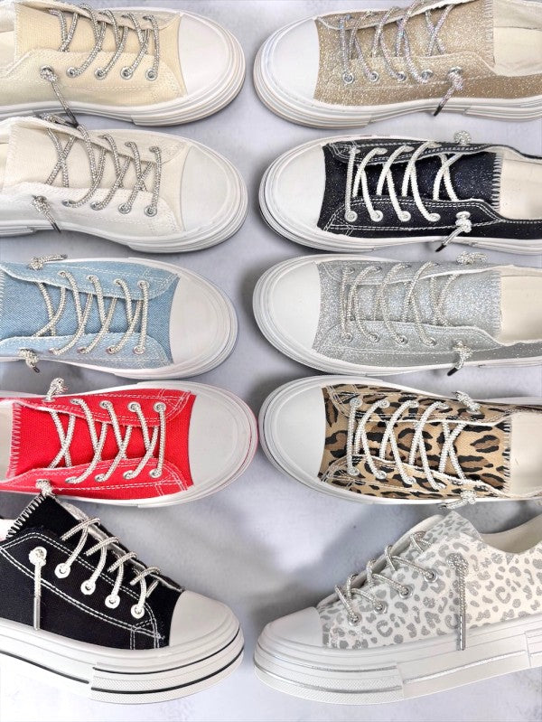 Leopard Canvas Sneaker with Dazzle Laces