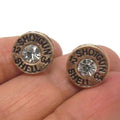 Shotgun Shell Stud Earrings with crystal center