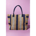Multi Navy/Grey  Striped Woven Tote