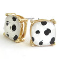 Polka Dot Crystal Stud Earrings in white and black with gold setting