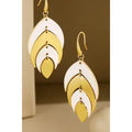 Wood and Leaf Earrings in ivory and gold layered leaf design