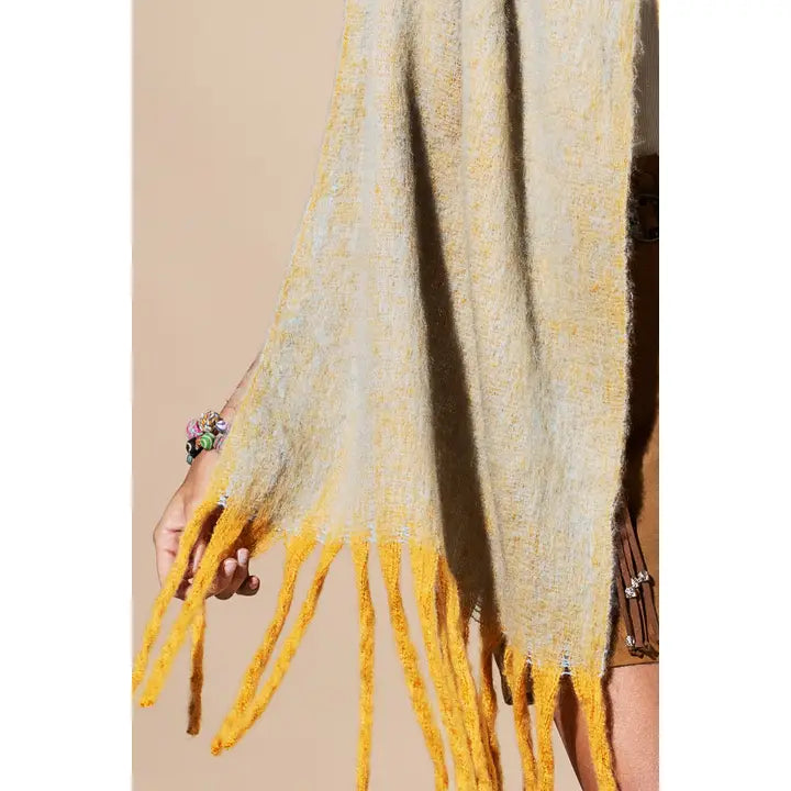 Brushed Mustard Fringe Scarf