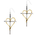 Two-Toned Heart Cross Earrings
