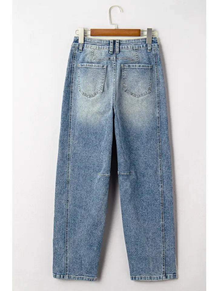 Vintage Washed Barrel Jeans