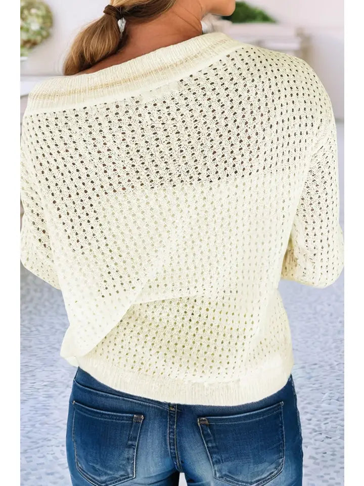Hollow Out Knit Light Weight Beach Sweater