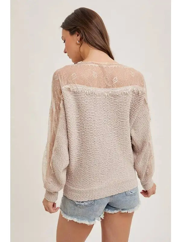 Lace Trim Knit Sweater