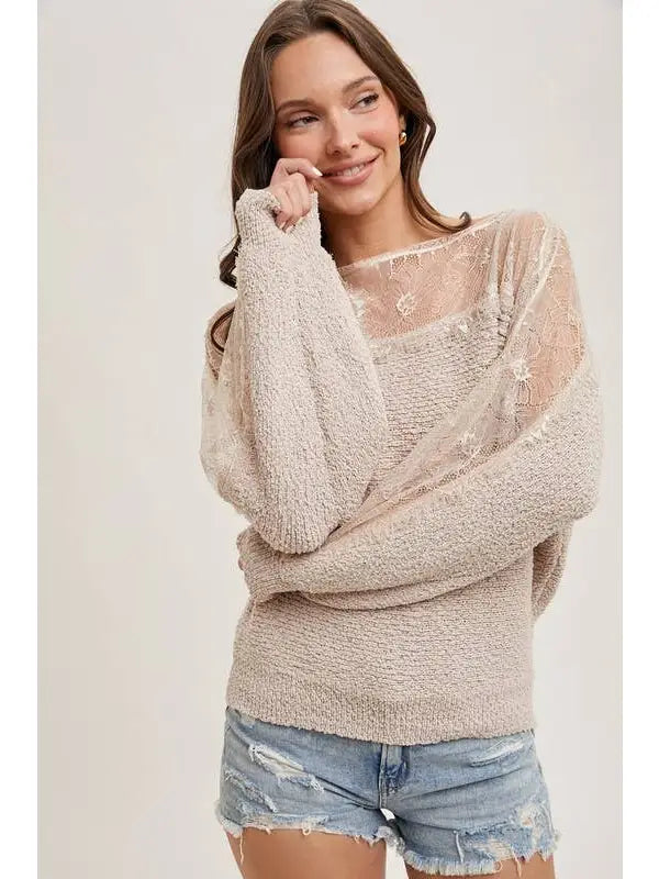 Lace Trim Knit Sweater