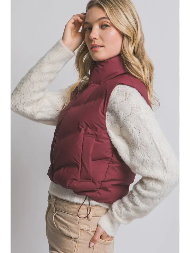 Cabernet Cropped Puffer Vest