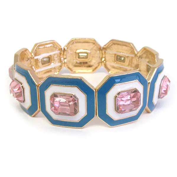 Blue/Pink Stone Stretch Bracelet